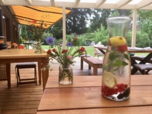 Eisgekühlte Getränke auf der Veranda / Yogahaus am Stechlinsee